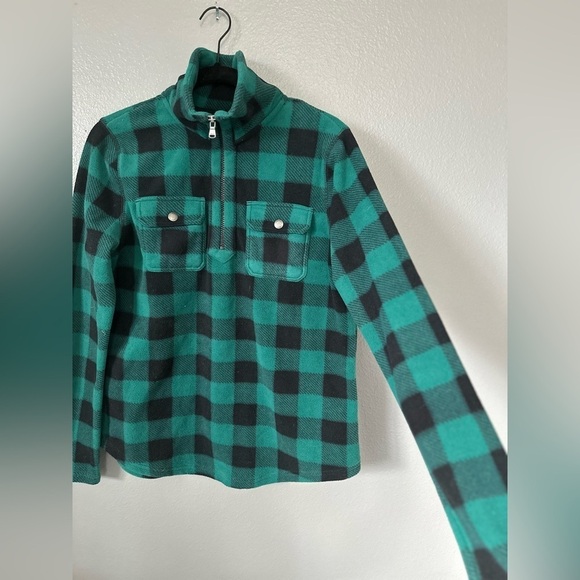 Chaps Women’s Green/Black Buffalo Plaid Fleece Quarter Zip-up. Size: Medium. - Picture 13 of 16